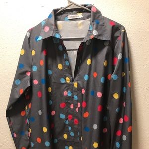 3/$10 Grey Blouse with colorful Polka dots